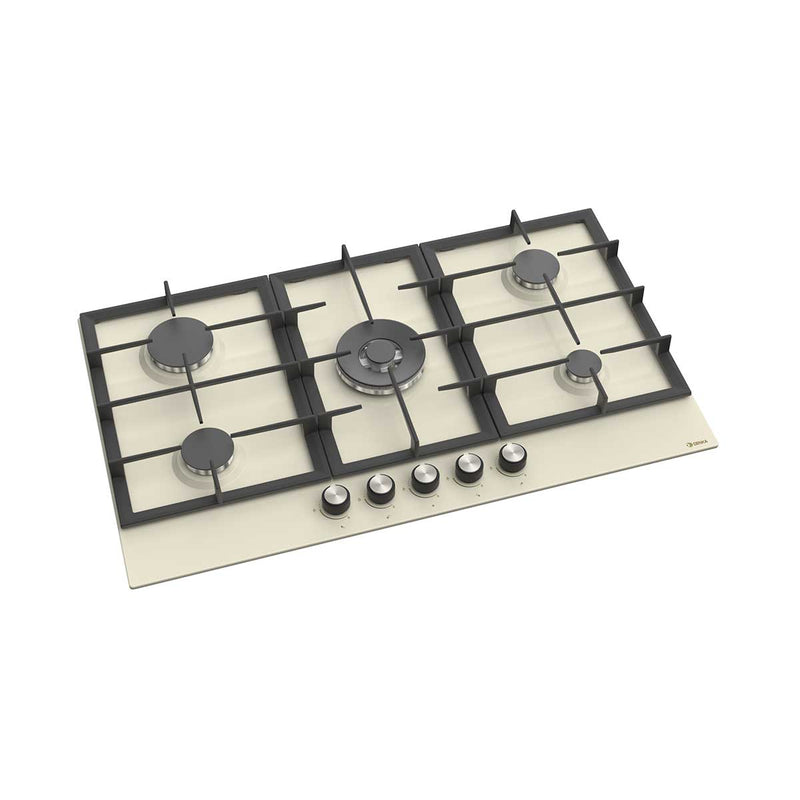 BH90-BL043 DENKA Hob 5 Gas Burners, Cream by Jum3a.com.